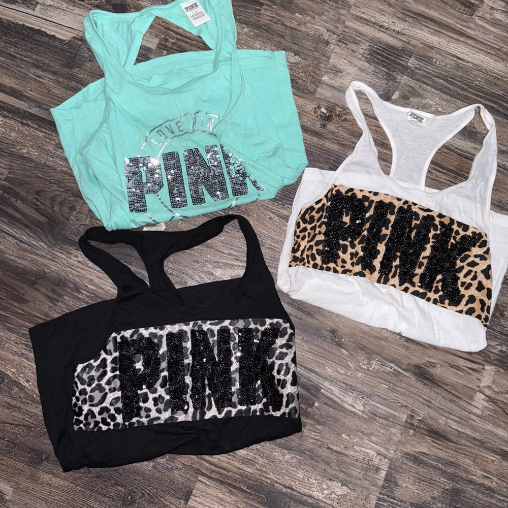 3 VICTORIAS SECRET PINK tanks